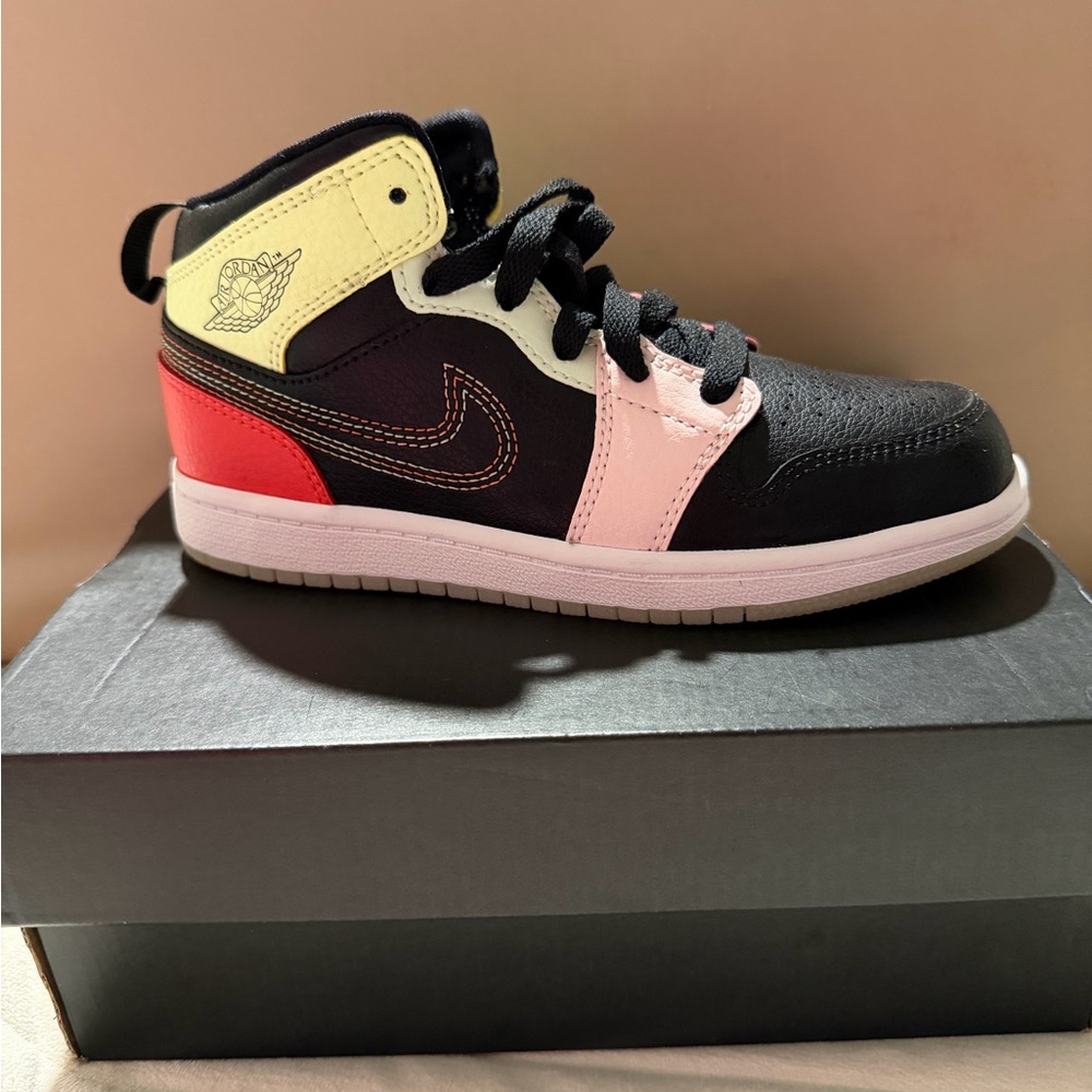 Jordan Kids Black, Red, and Yellow Sneakers